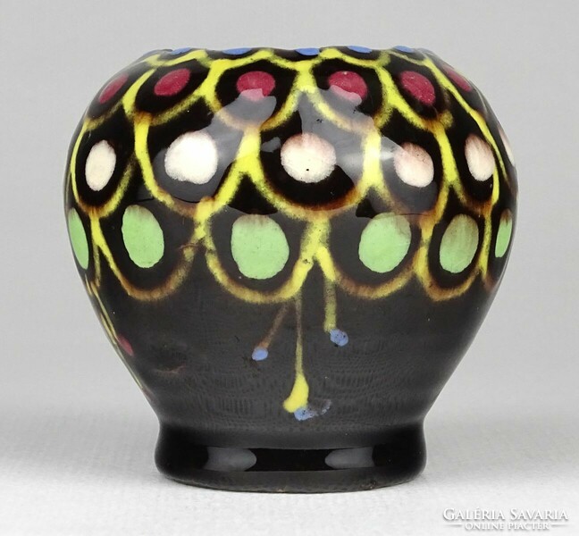 1M660 old small Vásárhely glazed ceramic vase violet vase