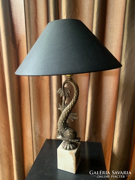 Antik delfines asztali lámpa