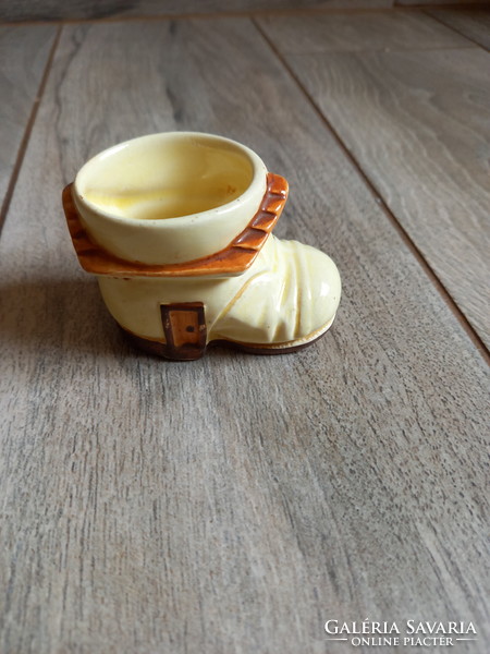 Csodaszép régi porcelán fűszer/fogpiszkáló tartó bakancs (5x7x5 cm)