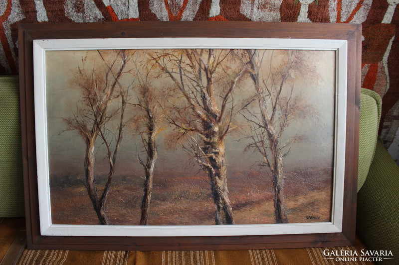 János Stéhlik: autumn trees oil painting for sale