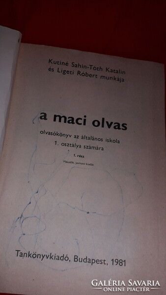 1985. Kutiné Sahin-Tóth Katalin - A maci olvas 1. könyv a képek szerint Tankönyvkiadó