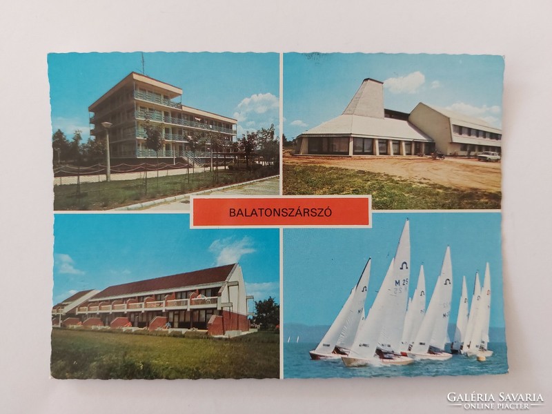 Régi képeslap 1983 retro fotó levelezőlap Balatonszárszó üdülők hajók