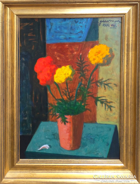 Móric Gábor (1889 - 1987) : art-deco still life 1972'