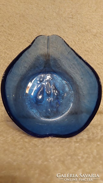 Special blue art glass bowl heart-shaped centerpiece offering