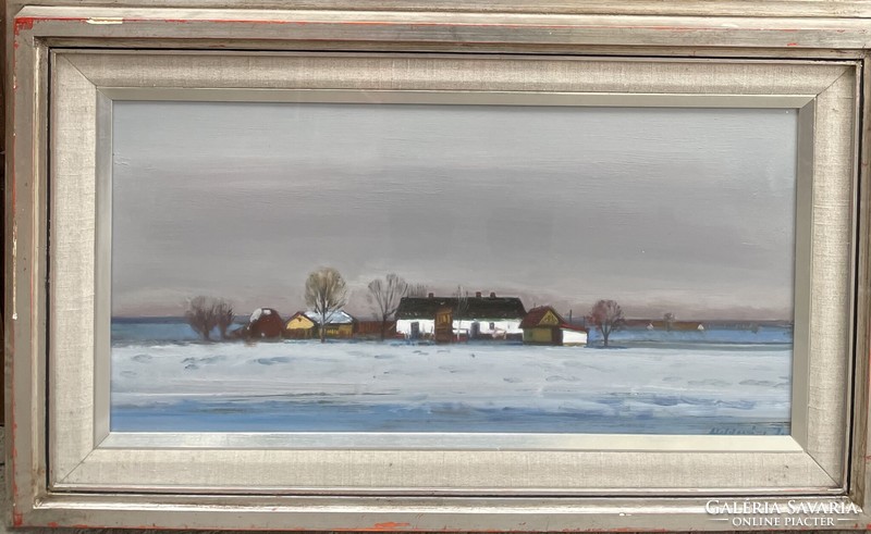 Moldován István (1911-2000) Téli tanya c.Képcsarnokos festménye