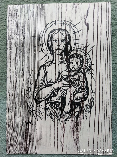 Matthias Varga. Graphics. Madonna with baby Jesus...