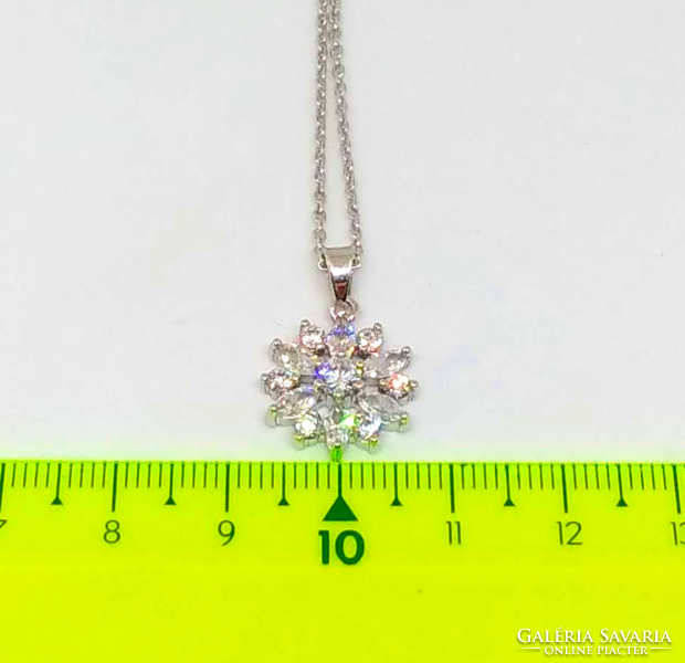 Bamoer 925 silver plated necklace with white cz snowflake pendant