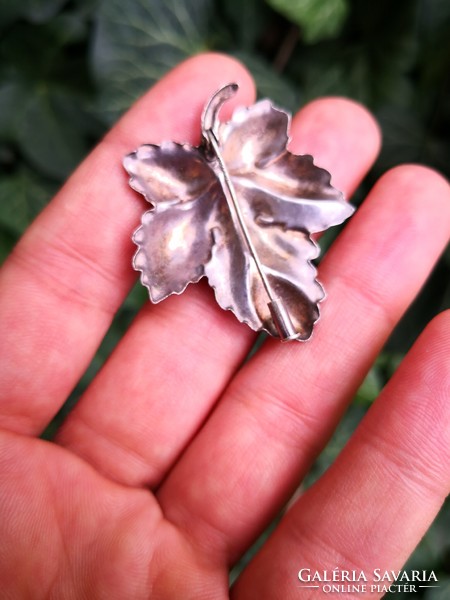 Silver leaf pendant and brooch