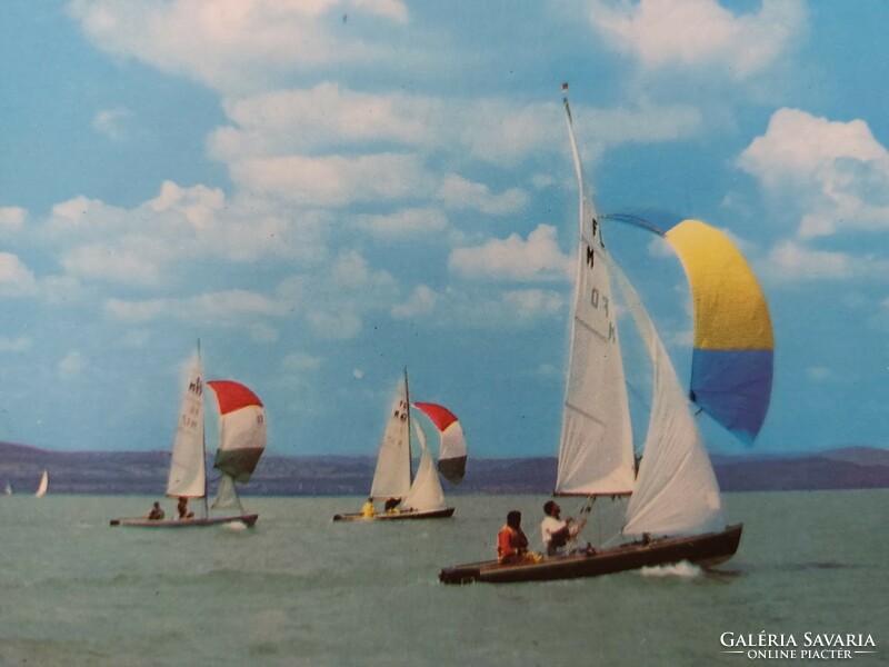 Régi képeslap retro fotó levelezőlap Balaton vitorlás hajók