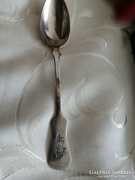 12 pcs.-Os 13 latos antique silver teaspoons in a box