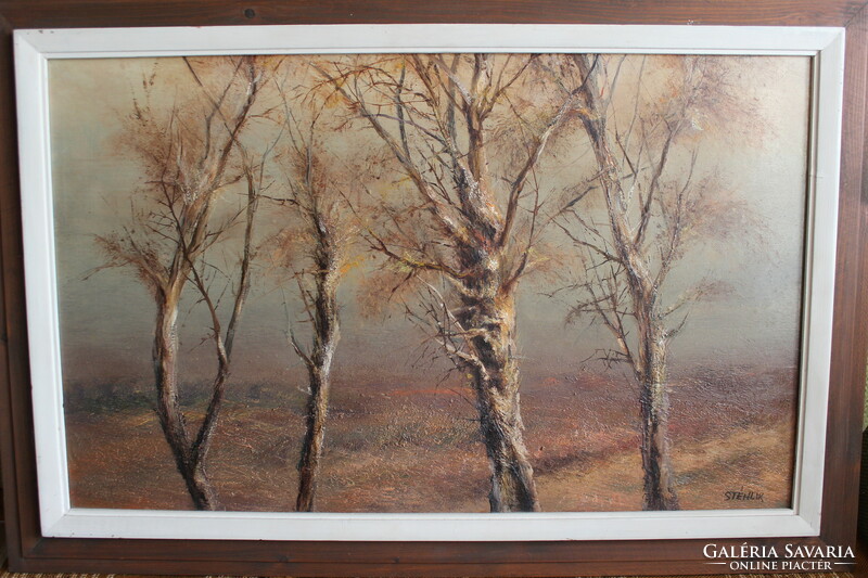 János Stéhlik: autumn trees oil painting for sale