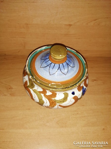 Marked base ceramic bonbonier, sugar holder, kitchen storage 14 cm high (22/d)
