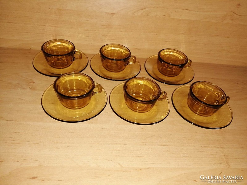 Pyrex amber glass coffee cup set for 6 (po-4)