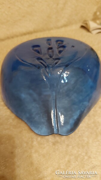 Special blue art glass bowl heart-shaped centerpiece offering