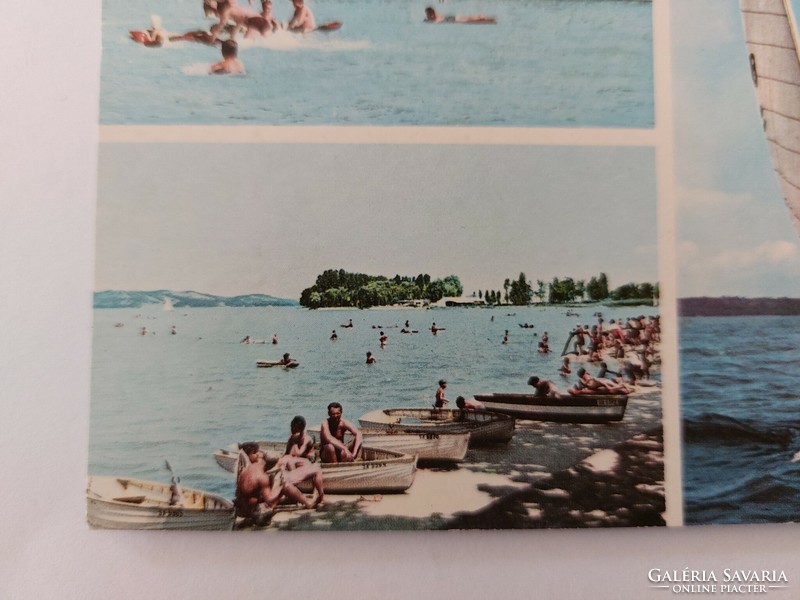 Old postcard1979 retro photo postcard Balaton ship boats