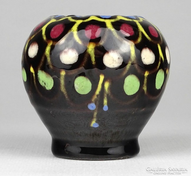 1M660 old small Vásárhely glazed ceramic vase violet vase