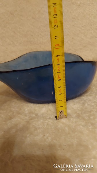 Special blue art glass bowl heart-shaped centerpiece offering