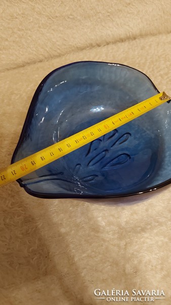 Special blue art glass bowl heart-shaped centerpiece offering