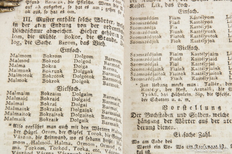 1817 Bratislava - Matthias Bél's grammar book in half-leather binding with engraving