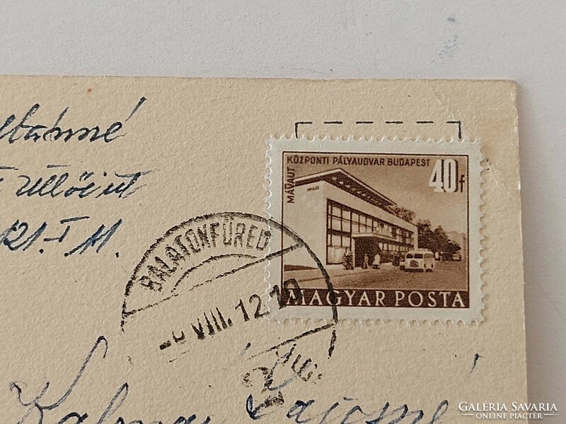 Régi képeslap 1956 Balaton fotó levelezőlap vitorlás hajó