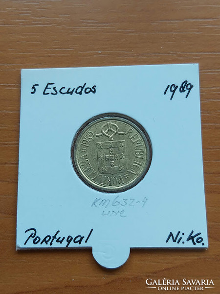 Portugal 5 escudo 1989 ni brass paper case