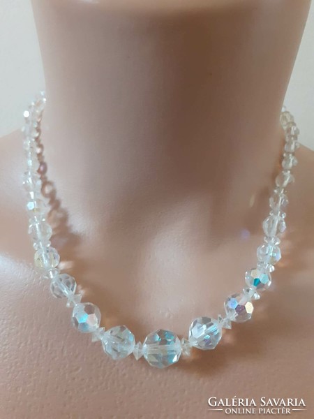 Czech aurora borealis crystal necklace with decorative clasp