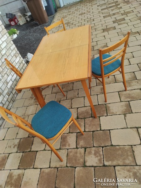 Cseh csehszlovák retro étkező asztal+ 4 szék étkezőasztal
