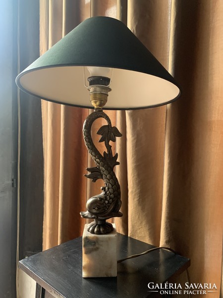 Antique dolphin table lamp