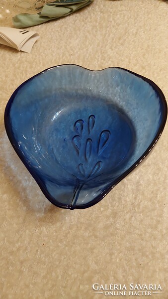 Special blue art glass bowl heart-shaped centerpiece offering