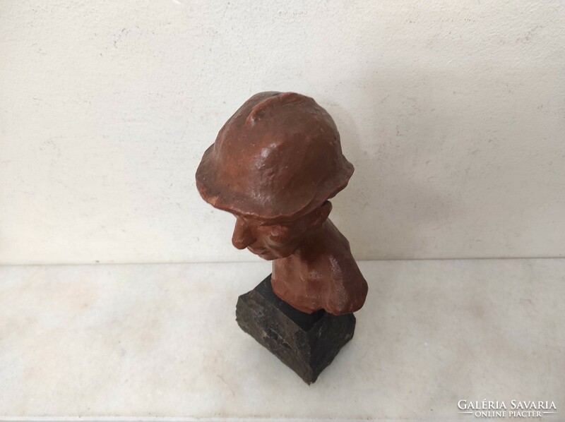 Antique miner statue Vájár mine terracotta signed 345 7258