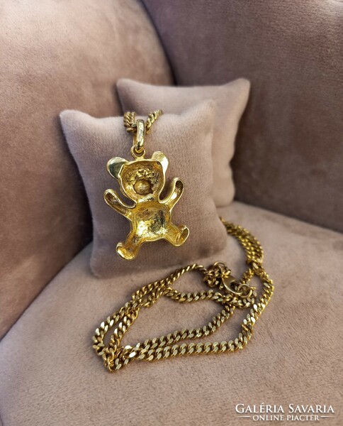 Gold-plated silver teddy bear necklace