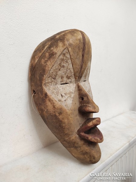Afrikai maszk Lulua népcsoport antik Kongó Congo kopott leértékelt 297 Le dob 100 7091