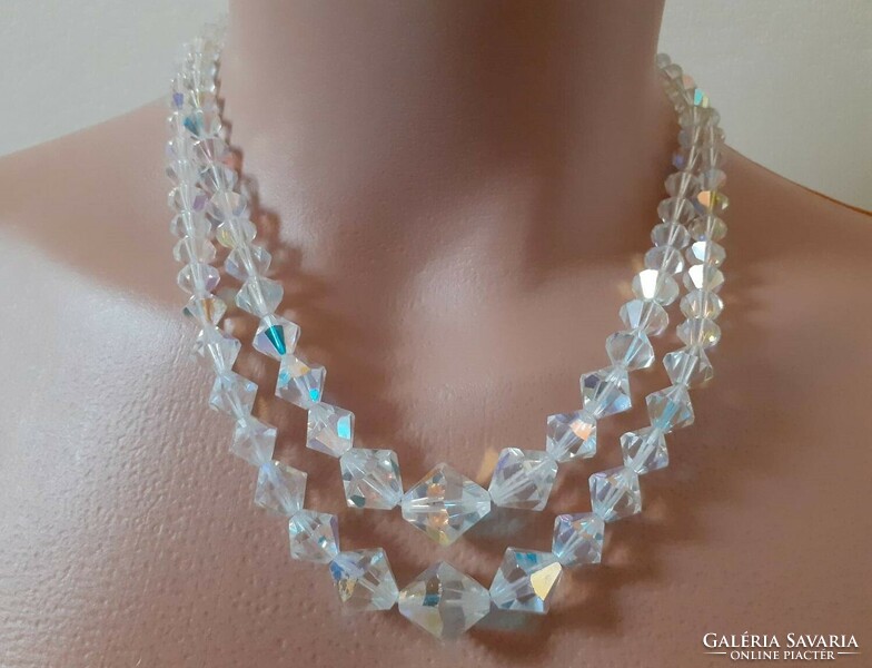 Beautiful two-row Czech aurora borealis crystal necklaces (necklace)