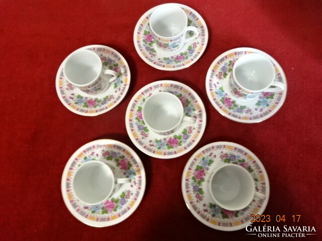 Chinese porcelain, coffee cup + saucer, six pieces for sale. Jokai.