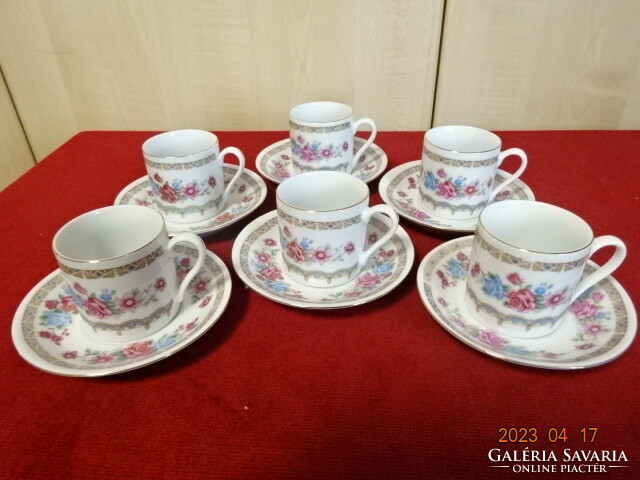 Chinese porcelain, coffee cup + saucer, six pieces for sale. Jokai.