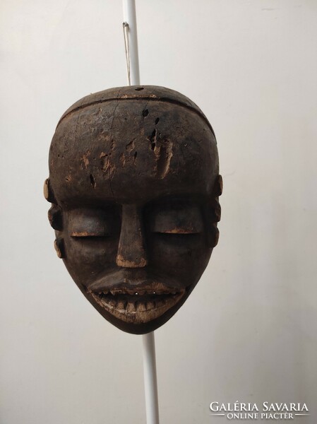 Antik afrikai maszk Bamileke népcsoport Kamerun sérült 922 Le dob dob 7287