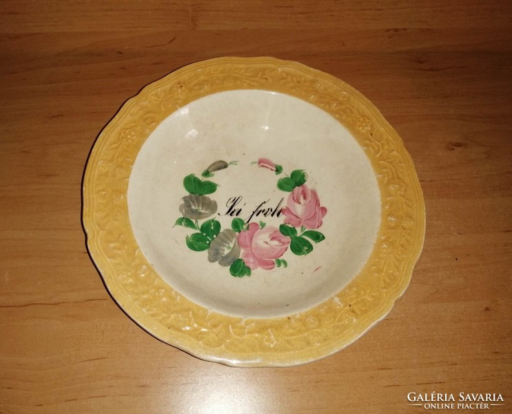 Antique Italian capodimonte porcelain plate with lei frolo inscription dia. 23.5 cm (3p)