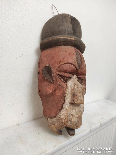 Antique African patina wooden mask Pende ethnic group Congo discounted damaged 906 drum drum 7272