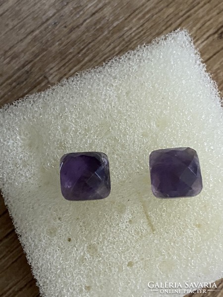 Faceted amethyst earrings - with steel fittings