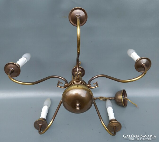 Flemish copper chandelier with 5 arms eagle p