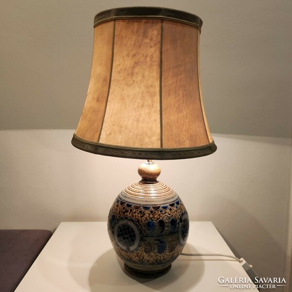 Hand painted and glazed vintage ceramic lamp