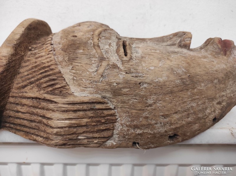 Antique African mask fang ethnic group wood grain damaged devalued 228 drums 47 7081