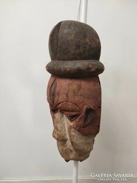 Antik afrikai patinás fa maszk Pende népcsoport Kongó leértékelt sérült 906 dob dob 7272