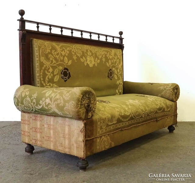 1M704 antique upholstered pewter sofa
