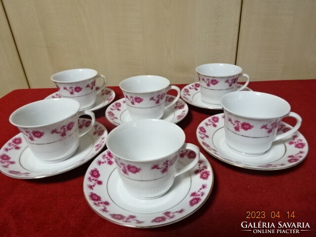 Kíínai porcelán kávéscsésze + alátét, hat darab egyben eladó. Jókai.