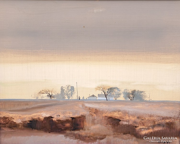 András Csikós (1947-2006): foggy landscape, 40x50 cm.