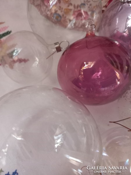 Transparent glass and plastic Christmas tree decorations in one
