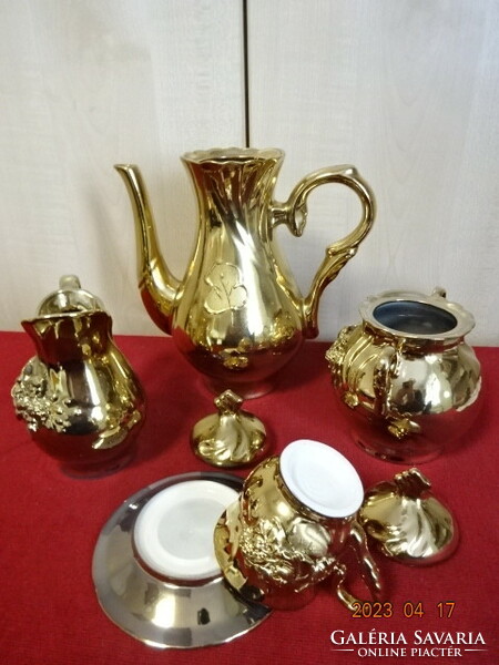 Romanian porcelain, gilded tea set, for five. Jokai.