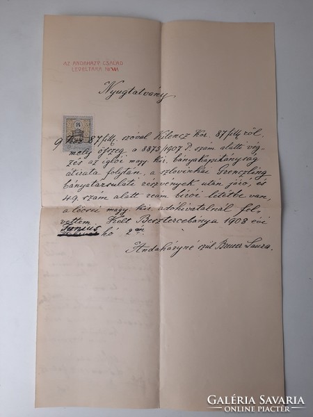 Az Andaházy család levéltára No.781 : Nyugtatvány 1908.02.13.