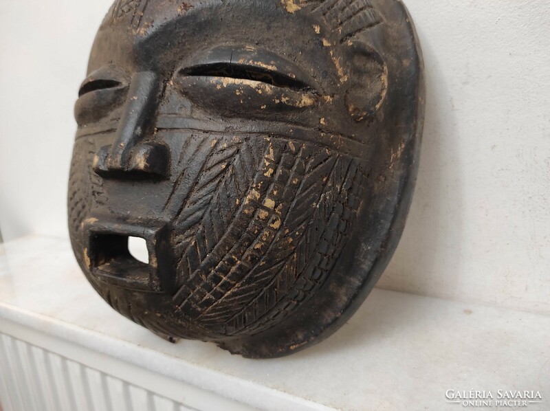 Antique African patinated wooden mask Congo African mask damaged 73 drop 300 6743